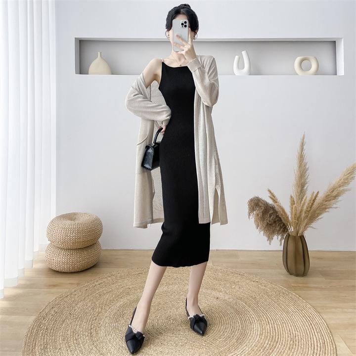 【自留款】夏季配裙子吊带外搭长款防晒衣女宽松冰丝针织薄款外套