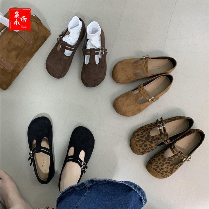 护士鞋水果百搭女平底奶奶鞋森系软底仙女一字扣方头玛丽珍鞋