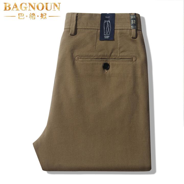 巴格奴休闲裤男士秋冬新款时尚高端厚款精梳棉宽松直筒水洗棉长裤