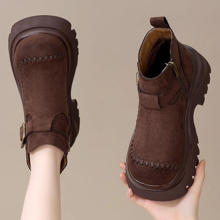 女款2025新款高筒厚底马丁靴冬季复古百搭英冬季秋冬女款增高短靴