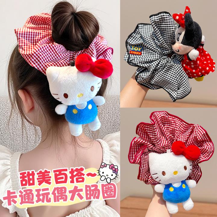 【卡通玩偶】儿童可爱格子大肠圈发饰2025新款女童扎发头绳发绳头饰