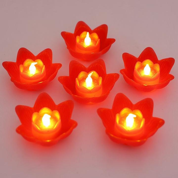 LED电子荷花灯真酥油灯可电池供电结婚舞台小蜡烛灯