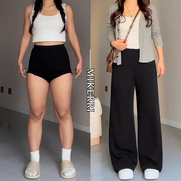 维多利亚黑色阔腿休闲西装裤女夏季新款大码胖mm梨形身材宽松显瘦
