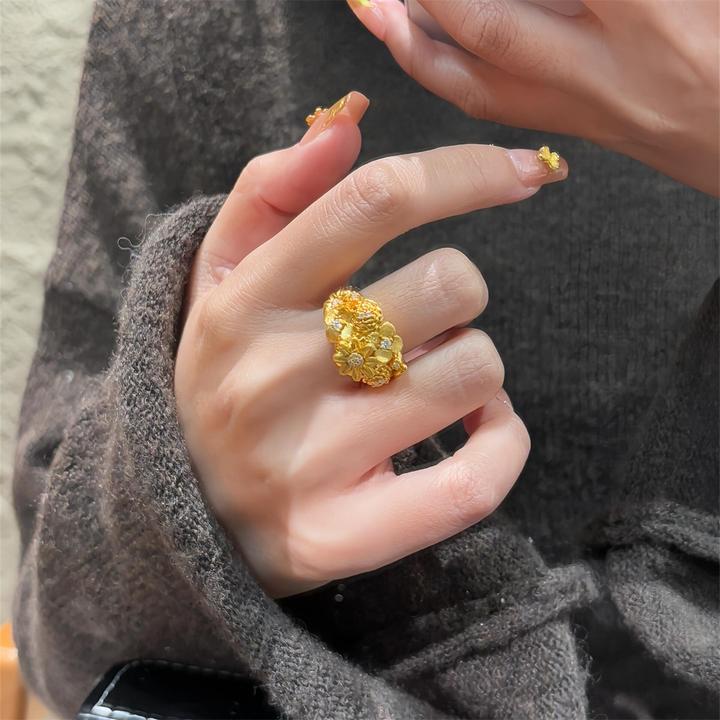 铜合金戒指 中国微镶繁花似锦戒指女轻奢超仙精致气质时尚高颜值