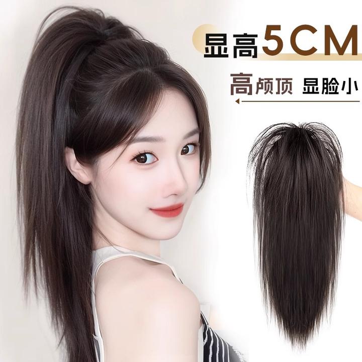 瀑布半扎高马尾高颅顶假发辫子抓夹辣妹喷泉蓬松增发量音乐节造型