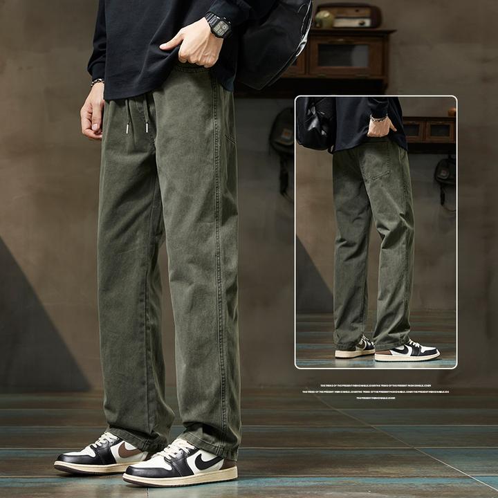 茵特拿蒂美式纯棉休闲裤男新款长裤秋季宽松直筒阔腿裤子男士春秋