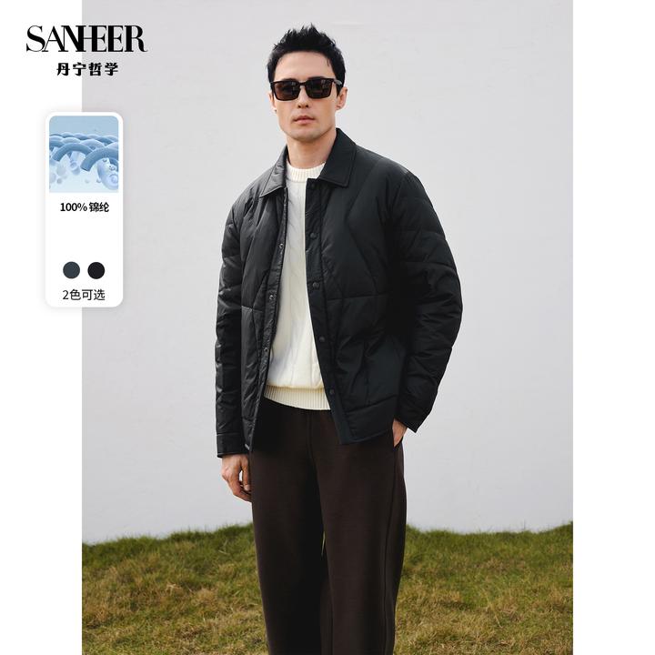 【优雅绅士】轻盈保暖白鹅绒 百搭翻领绗缝短款羽绒服外套 DAD325