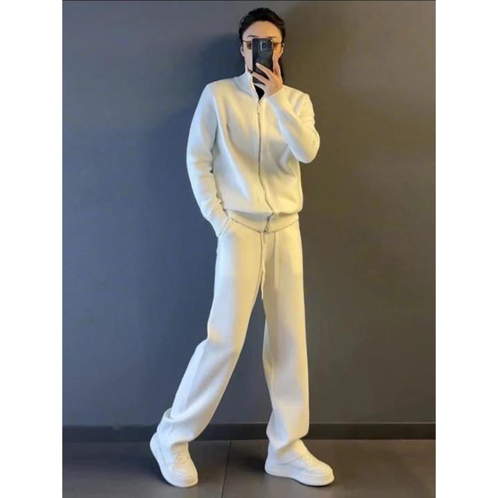 2025秋季新款休闲运动套装男士轻时尚休闲上衣慵懒风潮流简约卫裤