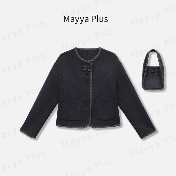 【千金归来】Mayya Plus秋短款绵羊毛流光风双面呢大衣外套32546291