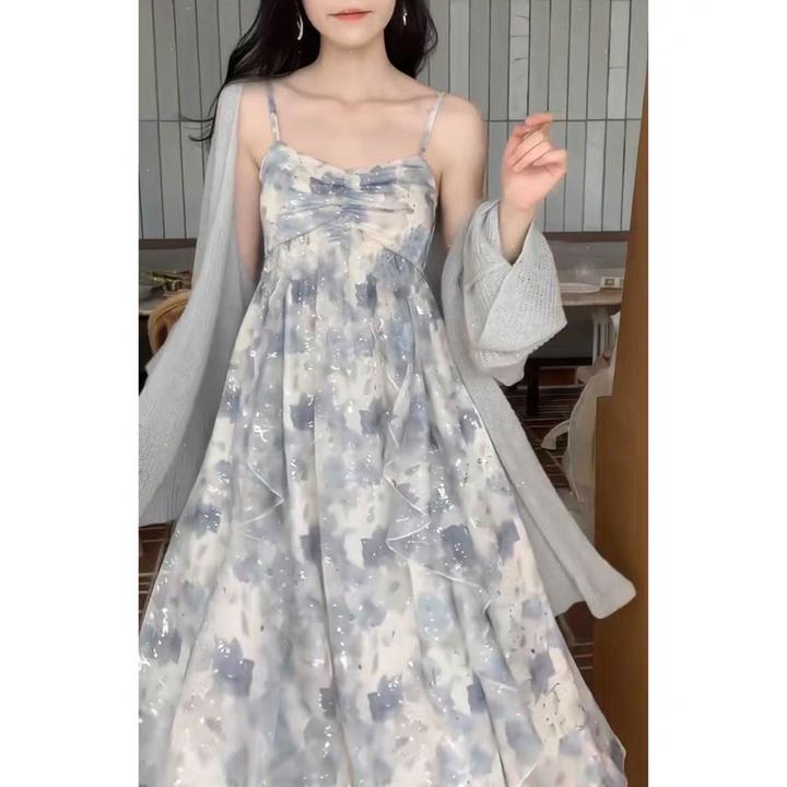 【青鸾语】300斤特大码胖mm女装气质开衫显瘦法式连衣裙2025夏新