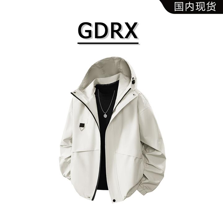 GDRX美式潮流复古夹克男士秋季休闲痞帅连帽褶皱轻户外工装外套