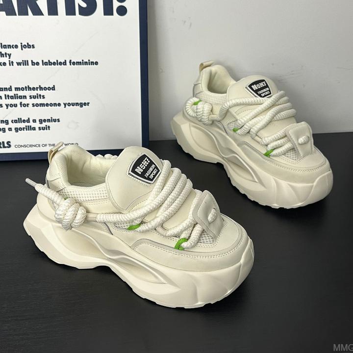 网面透气夏季新款情侣网红老爹鞋休闲面包增高厚底情侣运动鞋时尚