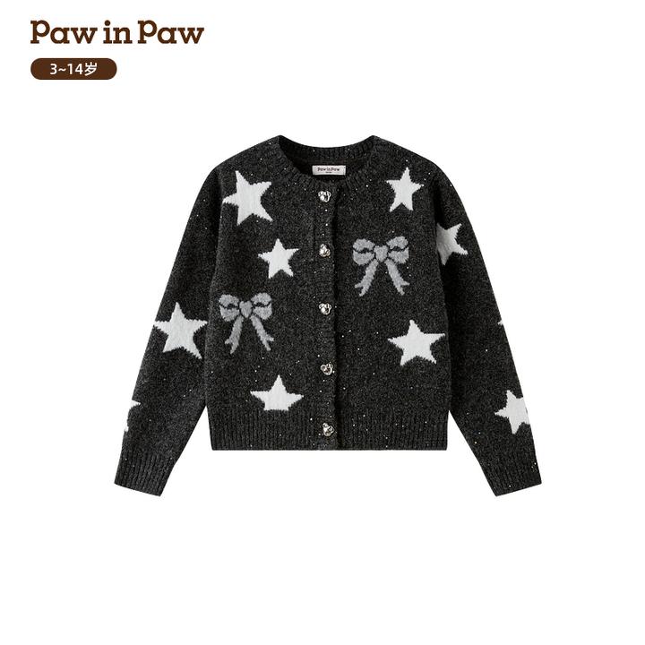 PawinPaw童装25年秋冬新款女童毛织开衫保暖外套柔软PCCKF4C22E