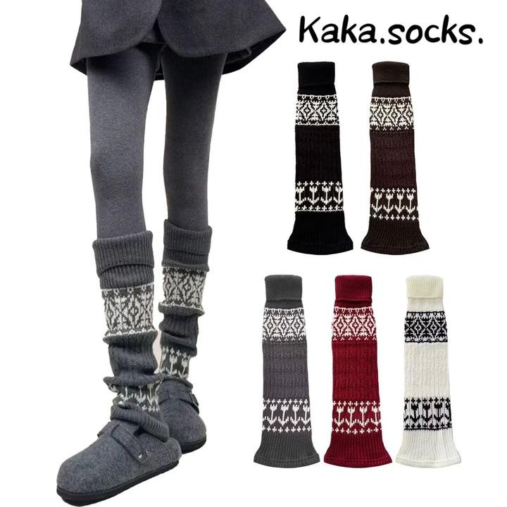 韩版冬季费尔岛针织堆堆保暖民族风洋气时尚复古森系美腿显瘦袜套