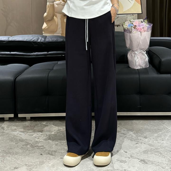 宿慕SUMU女士软糯舒适阔腿裤2025新款加厚高腰显瘦休闲宽松直筒裤