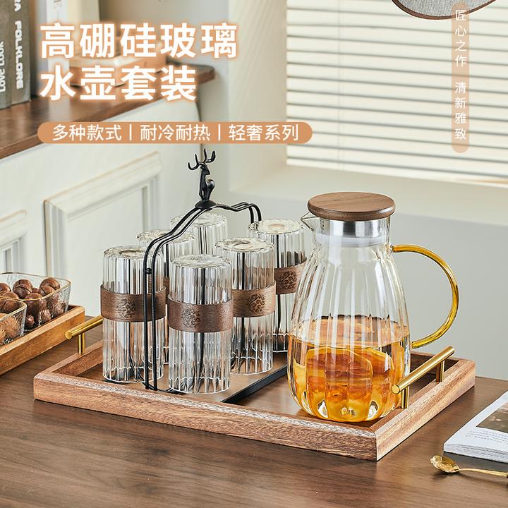 轻奢高档玻璃杯家用客厅喝水杯女生带把水杯牛奶杯耐高温冷水壶