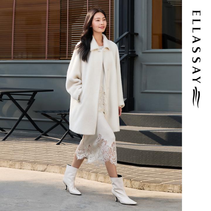 ELLASSAY/歌力思2025秋冬新款温柔千金感毛呢大衣女EWE363D08100