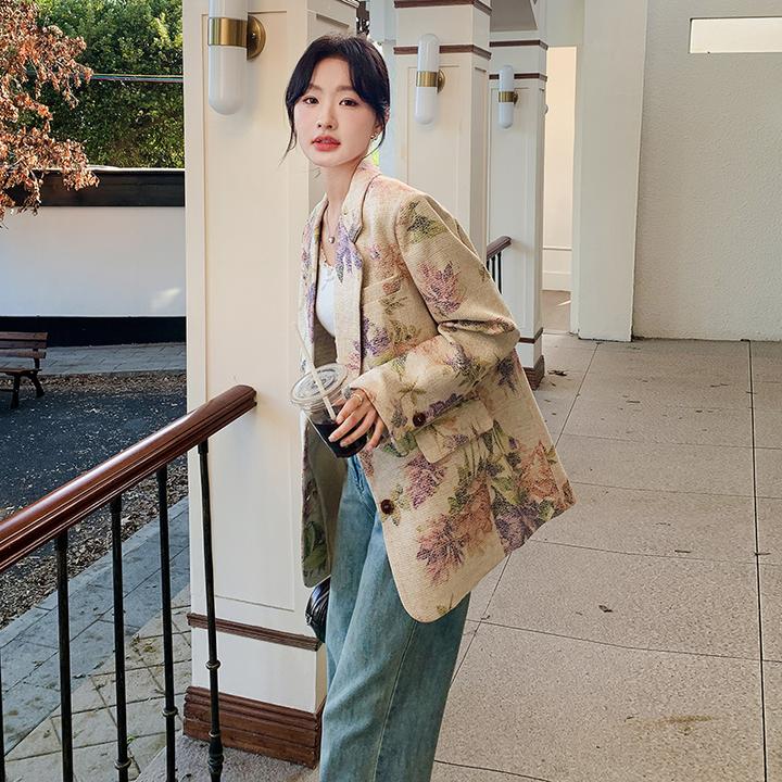 新款设计感小众油画印花西装306cx2501p145k218