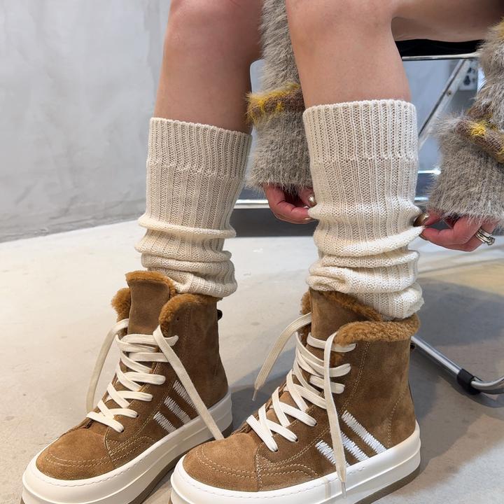 萝茜妮嫚秋冬新款时尚真皮真毛厚底韩版防滑高帮鞋保暖百搭雪地靴