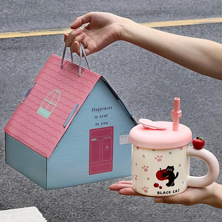 生日礼物猫咪马克杯高颜值女生生日礼物办公室陶瓷杯子送闺蜜实用