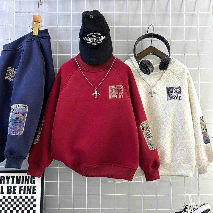 男童卫衣冬款加绒加厚225新款男孩上衣中大童学生儿童帅气打底衫