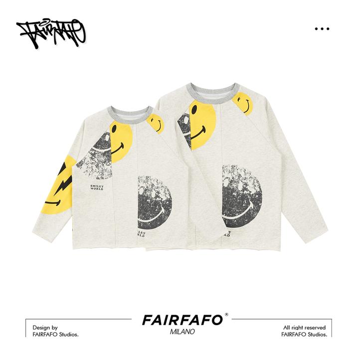 smiley【黄黑笑脸印花长袖卫衣】亲子装 CXYX52277
