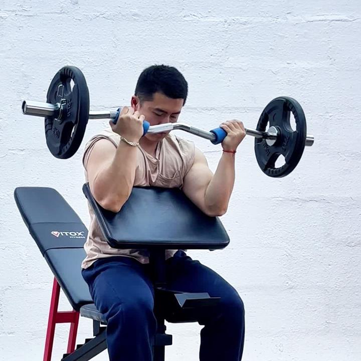 商用1.2米小弯曲柄杠铃手抓杆加粗杠铃弯举健身奥杆二头肌训练杆
