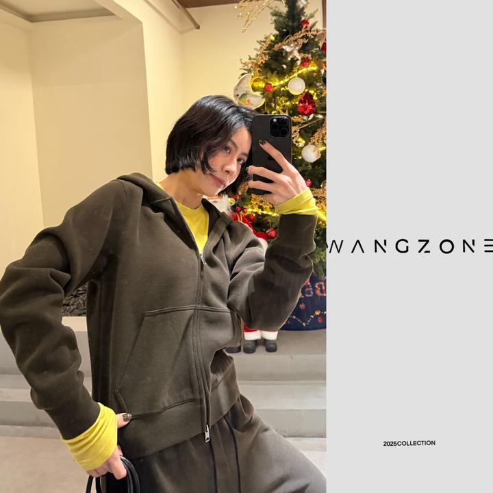 WANG ZONE | 博主私服套装 加厚软糯羊毛连帽拉链卫衣/抽绳裤套装