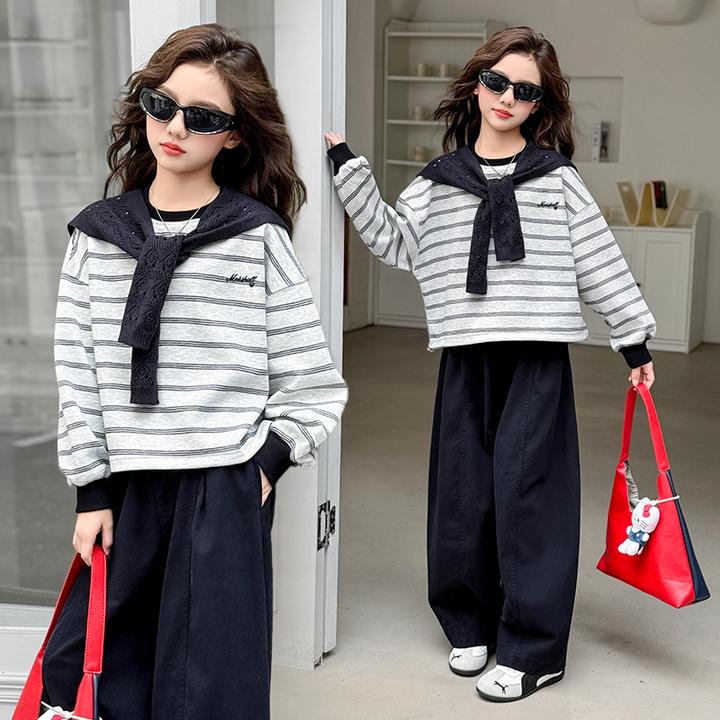 女童装儿童套装春秋季时髦女孩洋气中大童卫衣休闲裤子两件套潮