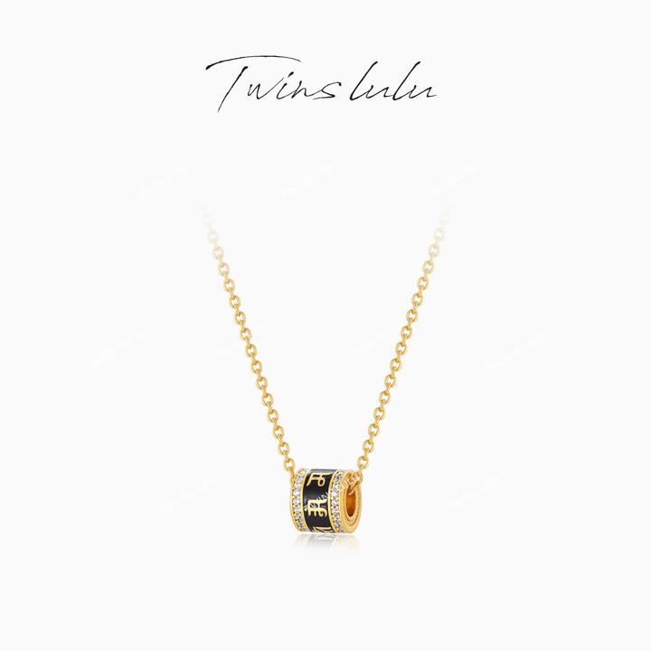 TWINS LULU【六字箴言】镀K金传统中国风六字真言黑色项链TSJ7698