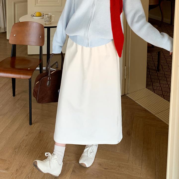 YUZI A型朋克风厚款A型常规高腰半身裙纯色韩版LL00057