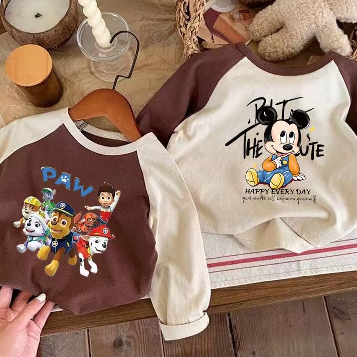 男童德绒保暖拼接长袖T恤儿童秋季新款帅气百搭撞色插肩打底衫潮