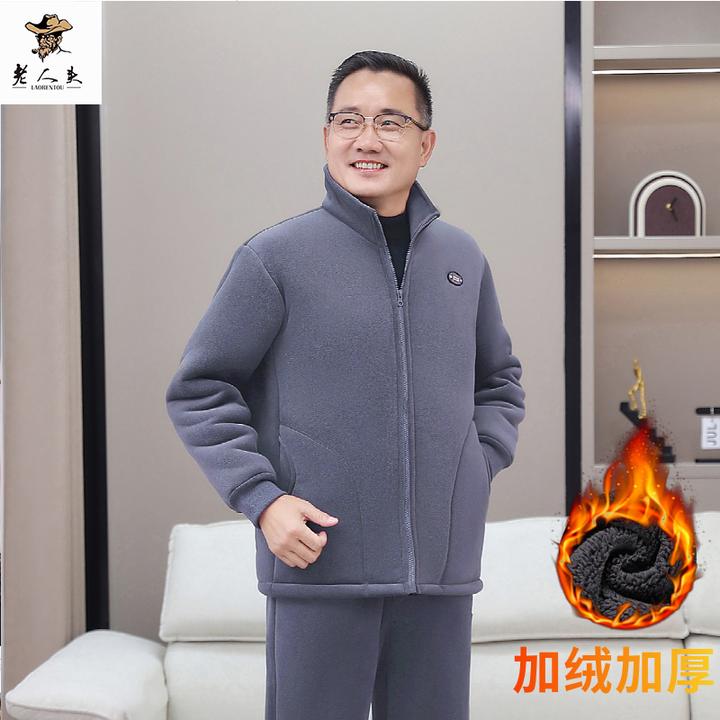 新款中老年冬季棉衣棉服加绒加厚保暖套装奥粒绒休闲居家舒适冬装