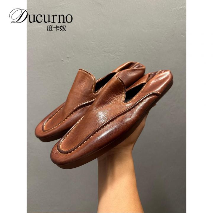 马皮豆豆鞋2025新款英伦软底软面一脚蹬懒人鞋复古开车休闲皮鞋