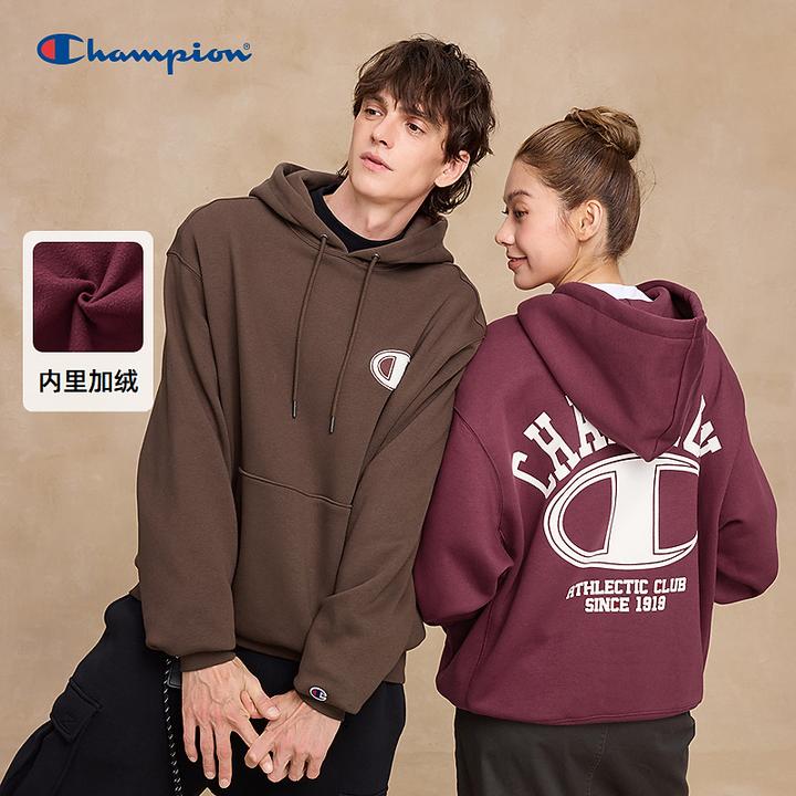 【大Clogo加绒连帽卫衣】Champion冠军秋冬印花休闲运动复古百搭