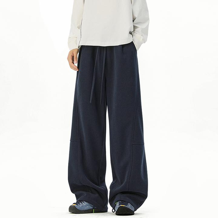 DeweLvum美式重磅藏青色弯刀卫裤男新款宽松垂感百搭阔腿休闲长裤