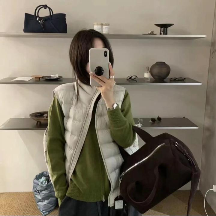 韩版立领排骨羽绒服冬季保暖马甲女2025爆款超好看90白鸭绒短款