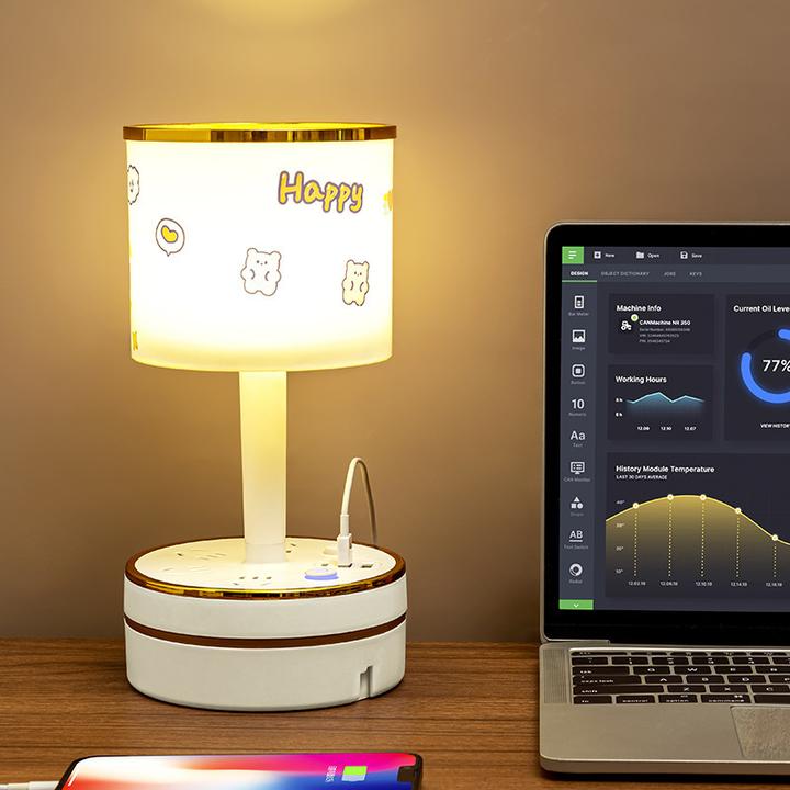 公牛适用新款台灯主卧室床头灯婴儿喂奶护眼小夜灯插座一体睡眠灯