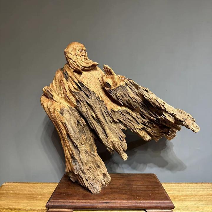 创意家居摆件 《达摩》香樟木 尺寸：63-40-87