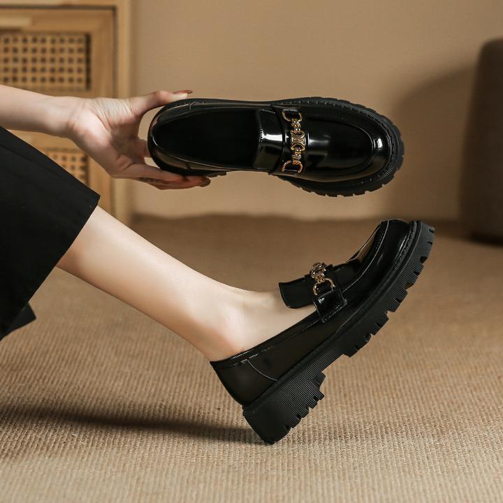 厚底粗跟大码女乐福鞋春秋英伦复古2025新款通勤百搭鞋学院