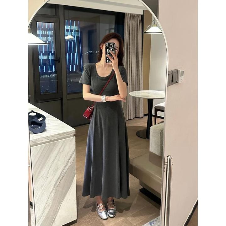 2025夏季韩式新款设计感显小众高级感气质个性长裙瘦露腰连衣裙女