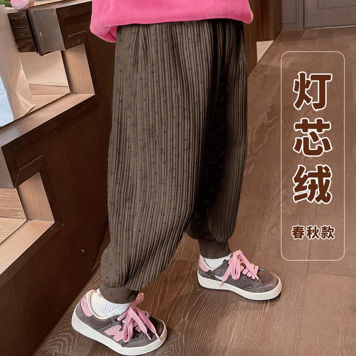 儿童裤春秋新款女童薄款休闲灯芯绒裤子中大童长裤潮流爆款