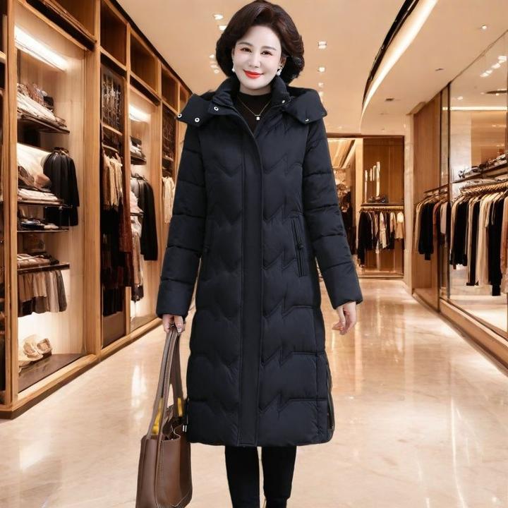妈妈棉服女长款大码中老年冬季新款外套过膝棉衣加厚长款棉袄