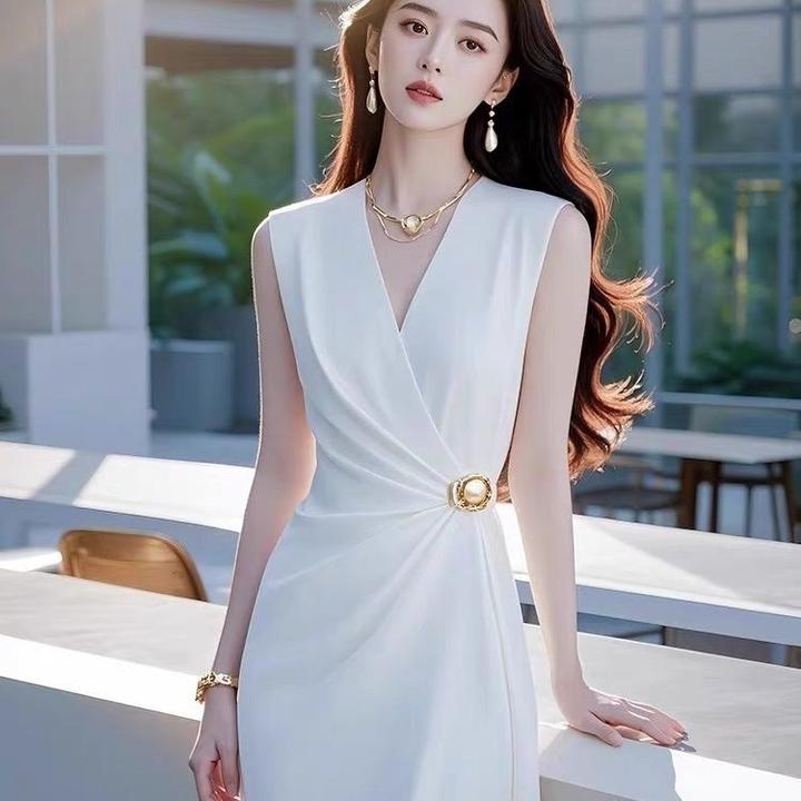 【丝滑面料】上流社会气质高端精致女神范高级感法式无袖连衣裙名媛