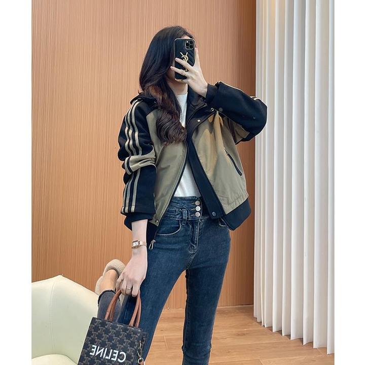 时尚工装外套女2025新款秋冬款百搭短款加绒内胆派克服夹克棒球服