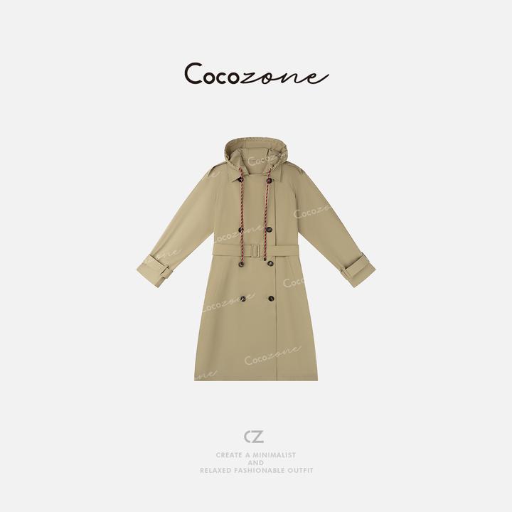 COCO ZONE 刘一一 新款英伦风双排扣收腰长款外套CD2A0134