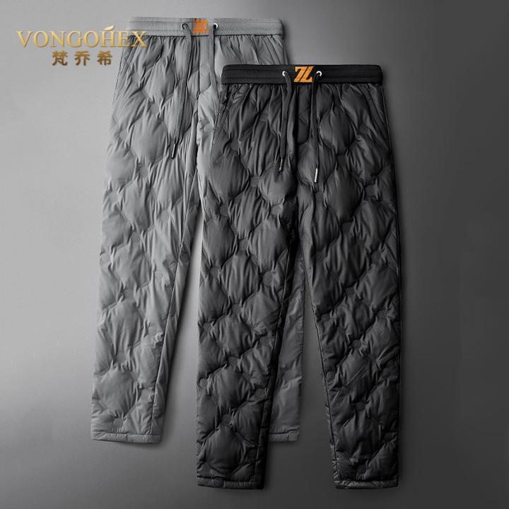 VONGOHEX保暖羽绒裤男士冬季白鸭绒防风加厚御寒弹力直筒休闲裤子