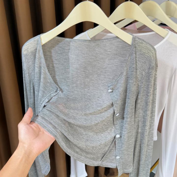 灰色超薄冰丝针织开衫女夏2025新款配吊带裙子高级感开衫薄小外搭