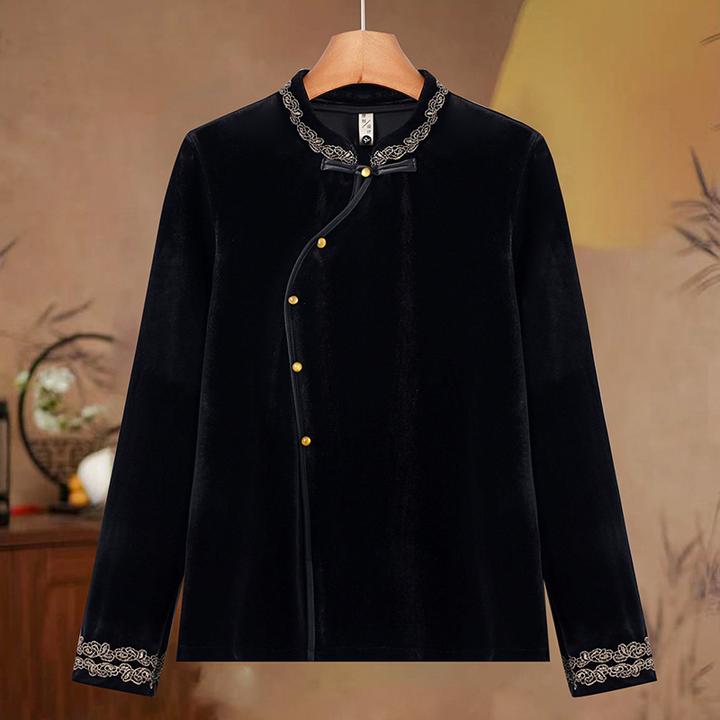 早春新款时尚妈妈装长袖打底衫丝绒上衣套头小衫显瘦百搭女小衫