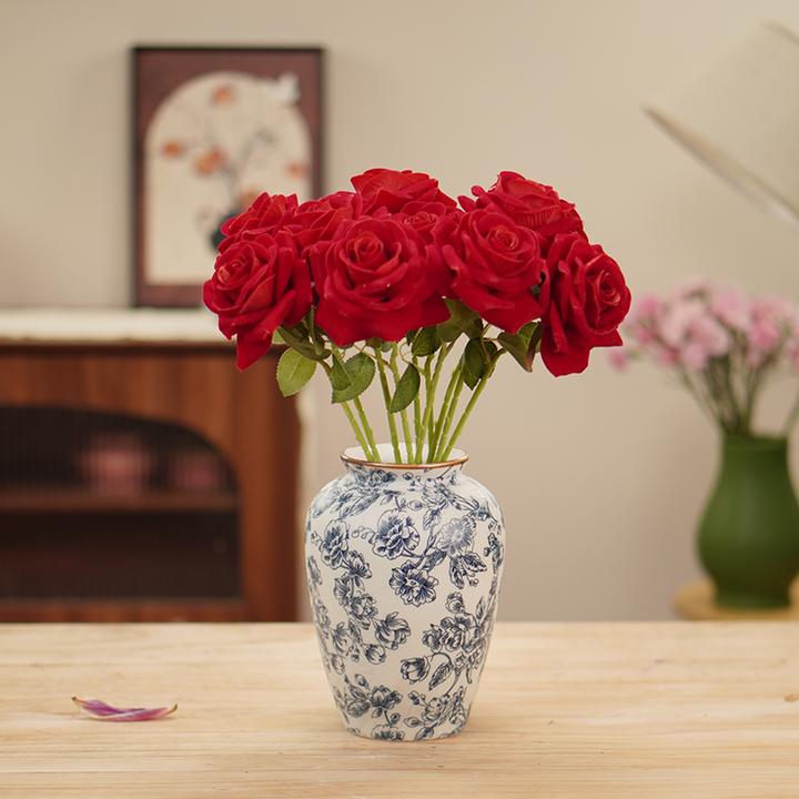 景德镇新中式青花陶瓷花瓶家居民宿玄关复古装饰摆件插花水培花器